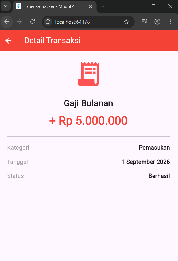 Detail Transaksi Gaji Bulanan Praktikum Mobile Application 4
