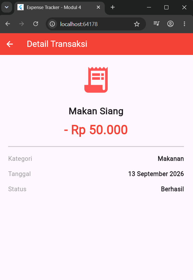 Halaman Catat Transaksi Expense Tracker Praktikum Mobile Application 4