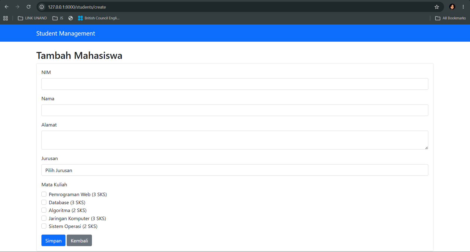 Screenshot halaman Students Create